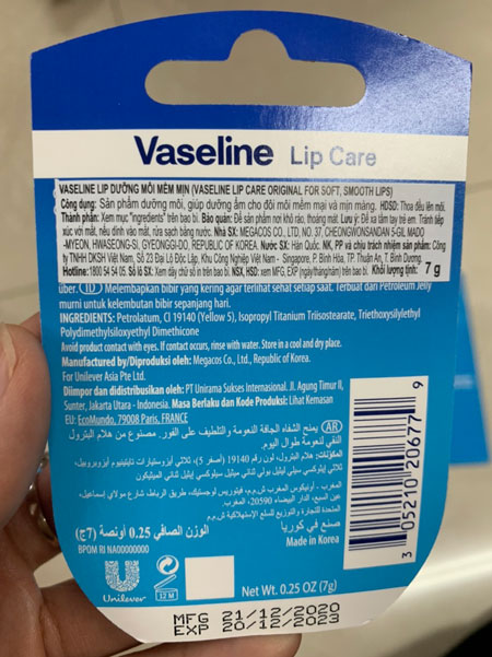 Sáp Dưỡng Môi Mềm Mịn Vaseline 7g Lip Therapy Original 2